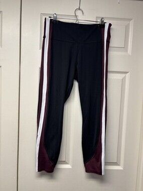 Athleta Crunch Colorblock 7/8 Tight Black Maroon White Size XL